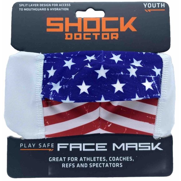 Shock Doctor Youth Split Layer Face Mask American Flag Stars & Stripes Patriotic - Picture 1 of 11